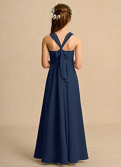 Azazie Tater Girls Formal Flower Girl Dresses Dark Navy A-Line Pleated Chiffon Dress image2