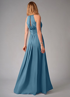 Azazie Bonnie Bridesmaid Dresses Bermuda A-Line Pleated Stretch Satin Dress image2