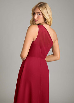 Azazie Phaedra Bridesmaid Dresses Scarlet A-Line One Shoulder Chiffon Dress image6