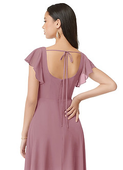 Azazie Bondi Bridesmaid Dresses Vintage Mauve A-Line Ruched Chiffon Dress image5