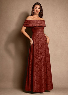 Azazie New Britain Klänningar till brudens mor Klä A-Line i Blommig Utbrändhet Plisserad Terrakotta image2