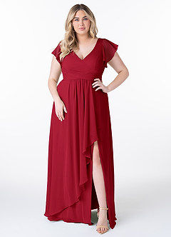 Azazie Omari Bridesmaid Dresses Scarlet A-Line Chiffon Dress image7