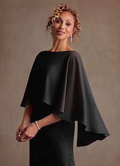 Azazie Meridian Mother of the Bride Dresses Black Sheath Pleated Lace Dress image5