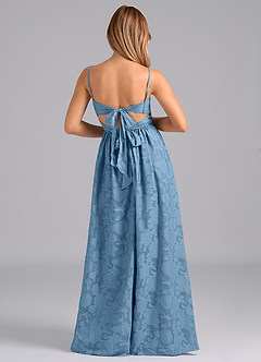 Azazie Zeya Bridesmaid Dresses Steel Blue A-Line Bow Floral Burnout Dress image6