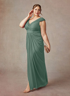Azazie Lisolette Mère de la mariée Robes Robe Fourreau en Maille Plissée Eucalyptus image11