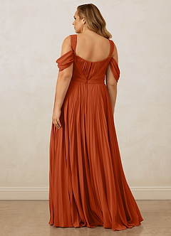 Christian Siriano Bridal for Azazie 1013 Bridesmaid Dresses Burnt Orange A-Line Off the Shoulder Chiffon Dress image12