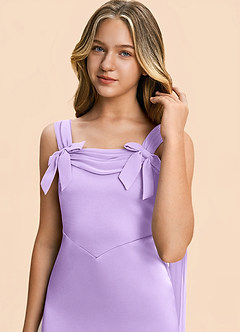 Azazie Chelsea Junior Lilac Sheath Pleated Stretch Satin Dress image7