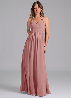 Azazie Darlyn Bridesmaid Dresses Dusty Rose A-Line Pleated Chiffon Dress image5