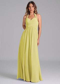 Azazie Darlyn 신부 들러리 드레스 A라인 주름진 쉬폰 바닥 길이 드레스 image5