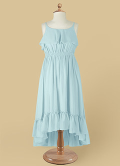 Azazie Karmen Flower Girl Dresses Sea Glass A-Line Ruched Chiffon Dress image8