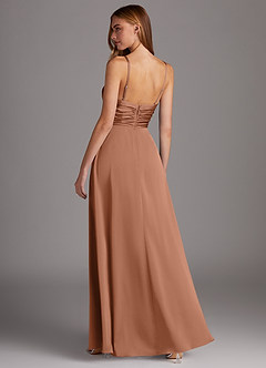 Azazie Jenna Bridesmaid Dresses Bronzer A-Line Pleated Stretch Satin Dress image4