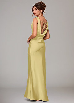 Azazie Rylina Bridesmaid Dresses Lemon Sorbet Mermaid Stretch Satin Dress image4