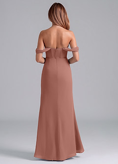 Azazie Asha Bridesmaid Dresses Cedar Rose Sheath Off the Shoulder Chiffon Convertible Dress image5