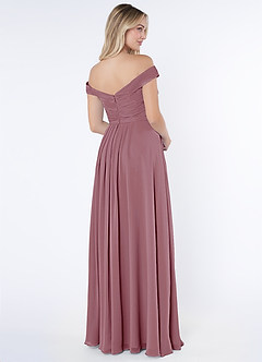 Azazie Audrianna Bridesmaid Dresses Vintage Mauve A-Line Off-The-Shoulder Gathered Chiffon Convertible Dress image4