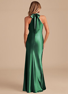 Azazie Doretta Bridesmaid Dresses Dark Green Mermaid Bow Metallic Satin Dress image6