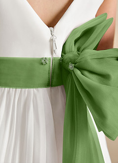 Azazie Margot Flower Girl Dresses Ivory Basil A-Line Pleated Chiffon Dress image9