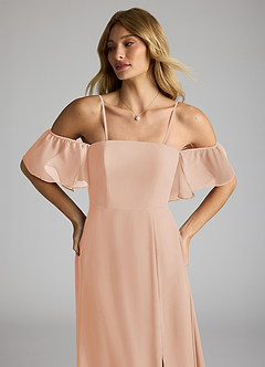 Azazie Sue Bridesmaid Dresses English Rose A-Line Off the Shoulder Chiffon Convertible Dress image2