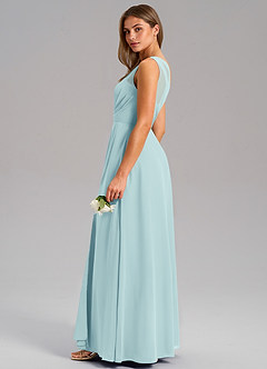 Azazie Phaedra Bridesmaid Dresses Sea Glass A-Line One Shoulder Chiffon Dress image6
