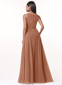 Azazie Harper Brautjungfernkleider A-Linie Plissee Chiffon Kleid Bronzer image2