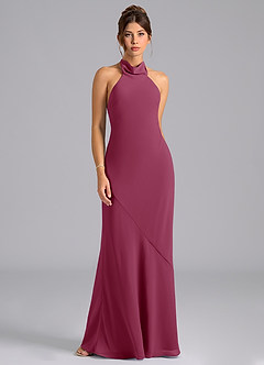 Azazie Velli Bridesmaid Dresses Mulberry Mermaid Bow Chiffon Dress image6