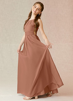 Azazie Bibiane Junior Bronzer A-Line Pleated Chiffon Dress image5