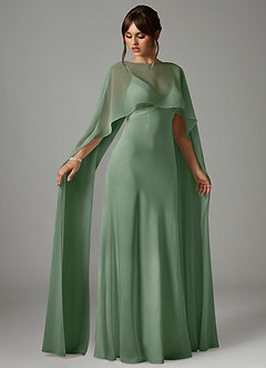 Azazie Stefania Robes de demoiselle d'honneur Robe Trapèze en Satin extensible Matcha image3
