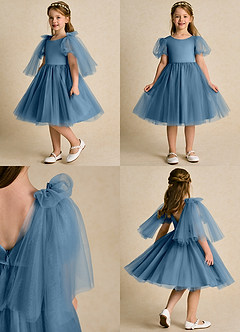 Azazie Duchess Flower Girl Dresses Bermuda A-Line with Sleeves Tulle Dress image2
