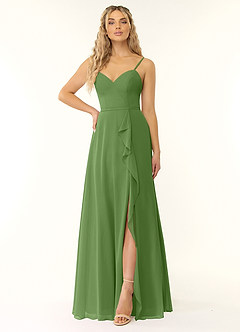 Azazie Naeem Bridesmaid Dresses Basil A-Line V-Neck Ruffle Chiffon Dress image1