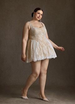 Azazie Dawn Wedding Dresses Diamond White Nude A-Line Lace Dress image13