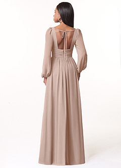 Azazie Norah Brautjungfernkleider A-Linie Lange Ärmel mit V-Ausschnitt Chiffon Kleid Englisches Rosa image2