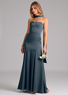 Azazie Shiloh Bridesmaid Dresses Twilight Mermaid Strapless Stretch Satin Convertible Dress image6