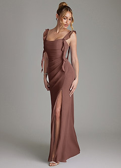 Azazie Jessamine Bridesmaid Dresses Espresso Mermaid Corset Chiffon Dress image6