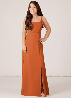 Azazie Renee Junior Cinnamon A-Line Side Slit Chiffon Dress image1