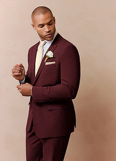 Savile Burgundy Wool Blend Suit Jacket