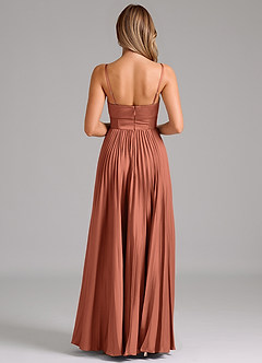 Azazie Tyla Robes de demoiselle d'honneur Robe Trapèze en Satin extensible Encolure en Forme de Cœur Argile image2
