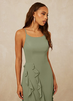 Christian Siriano Bridal for Azazie 1006 Bridesmaid Dresses Pistachio Mermaid Ruched Chiffon Dress image6