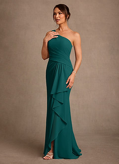 Azazie Floy Mother of the Bride Dresses Peacock Sheath One Shoulder Chiffon Dress image2