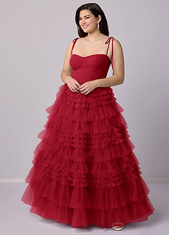 Barbie ♥ Azazie Bridesmaid Dresses Scarlet A-Line Sweetheart Neckline Tulle Dress image8