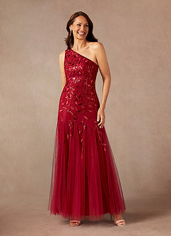 Azazie Backley Mother of the Bride Dresses Burgundy Mermaid Sequins Dress image1