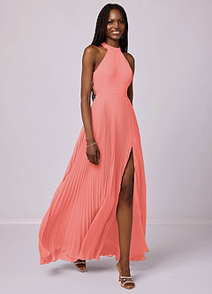 Barbie ♥ Azazie Bridesmaid Dresses Coral A-Line Pleated Chiffon Dress image3