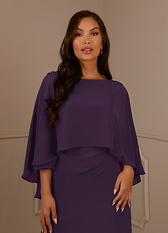Azazie Mirra Mother of the Bride Dresses Plum Sheath Scoop Pleated Chiffon Dress image5