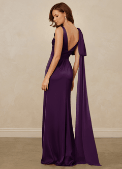 Christian Siriano Bridal for Azazie 1011 Brautjungfernkleider Meerjungfrau-Linie Schleifen Stretch-Satin Kleid Traube image9