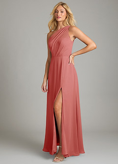 Azazie Phaedra Jurken voor bruidsmeisjes Jurk van Chiffon met A-Lijn One-Shoulder Antieke Roos image5