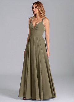 Azazie Darana Brautjungfernkleider A-Linie Korsett Chiffon Kleid Weidengrün image4