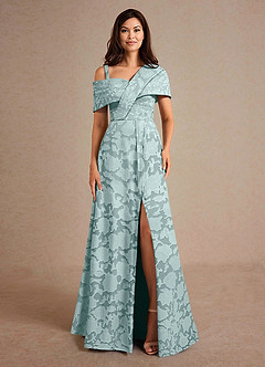 Azazie Milton Mother of the Bride Dresses Mist A-Line Pleated Floral Burnout Dress image6