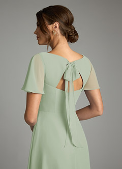 Azazie Kimber Bridesmaid Dresses Dusty Sage A-Line Flounce Sleeve Chiffon Dress image8