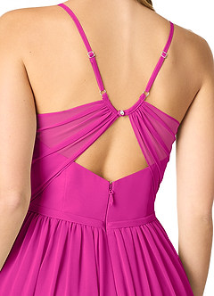 Azazie Cora Bridesmaid Dresses Fuchsia A-Line Pleated Chiffon Dress image3