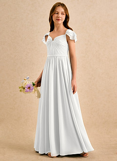 Azazie Meimei Girls Formal Flower Girl Dresses White A-Line Pleated Chiffon Dress image5