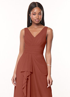 Azazie Julianna Robes de demoiselle d'honneur Robe Trapèze en Mousseline de soie Auburn image5