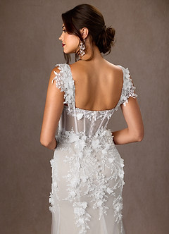 Azazie Alethea Wedding Dresses Diamond White Mermaid Strapless Lace Dress image11
